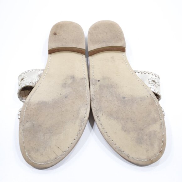 Jack Rogers Jacks Gold Leather Flat Thong Sandals - 8 - Picture 7 of 7